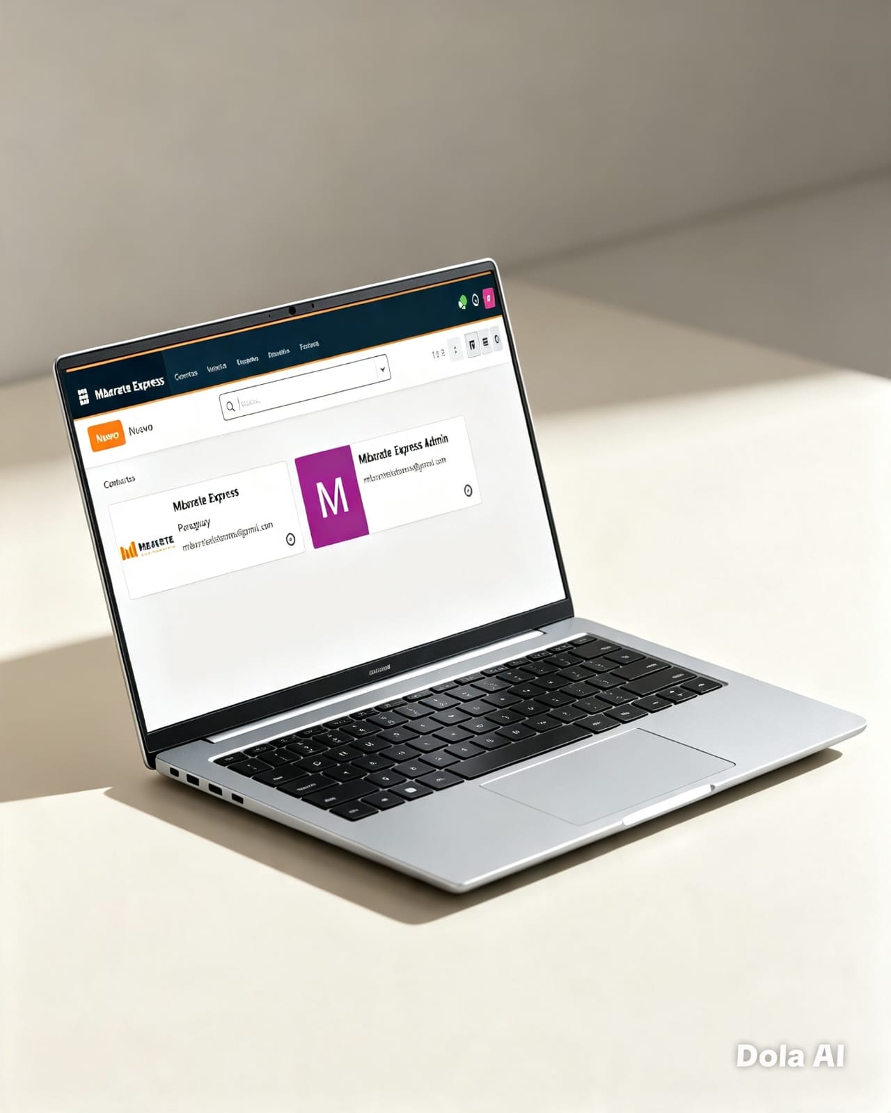 Notebook mostrando el sistema Mbarete Express
